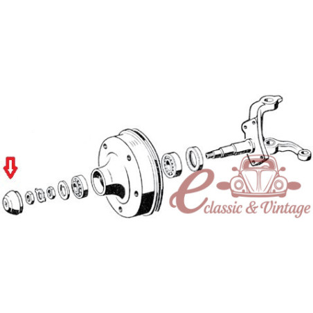 Cache moyeu gauche sur tambour 64-7/67