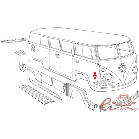 Placa de reparo da cabine direita T2 -67 Wolfsburg West
