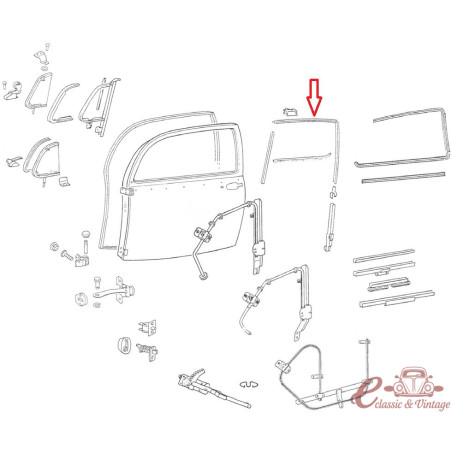 Door glass sliding guide 10/52-