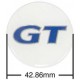 Conjunto de 4 adesivos para calota GT azul / branco (diâmetro 43 mm)