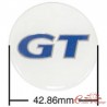 Conjunto de 4 adesivos para calota GT azul / branco (diâmetro 43 mm)