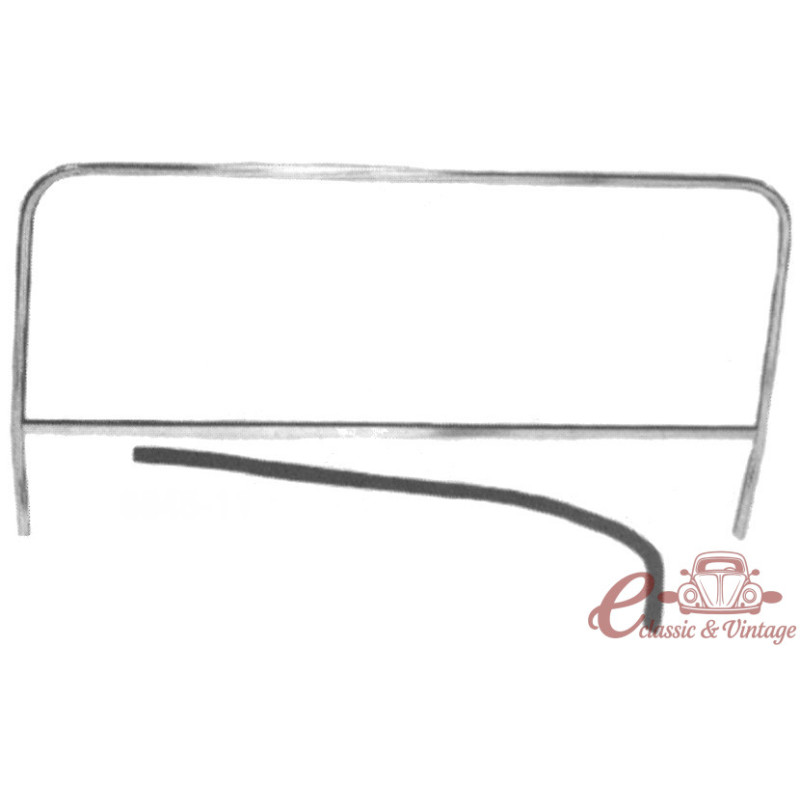 Pára-brisa tipo buggy completo (estrutura e vedação de vidro) Largura 106 / 106,5 cm, altura de 630 mm