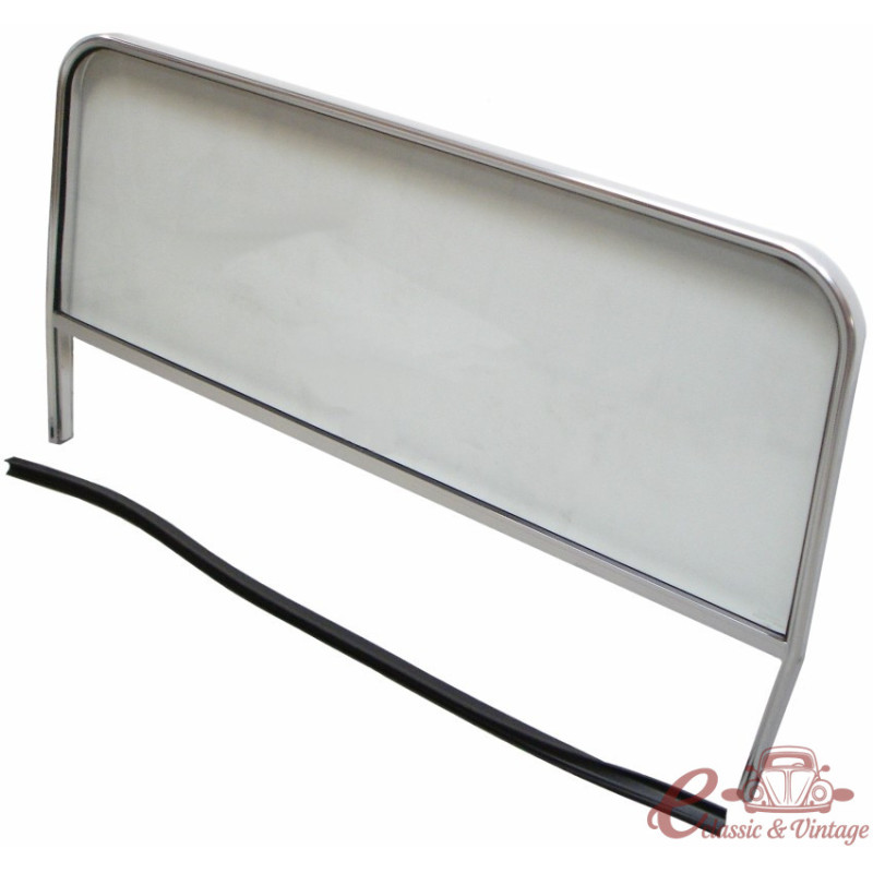 Pára-brisa tipo buggy completo (moldura e juntas de vidro) Largura 110/111 cm, altura 630 mm