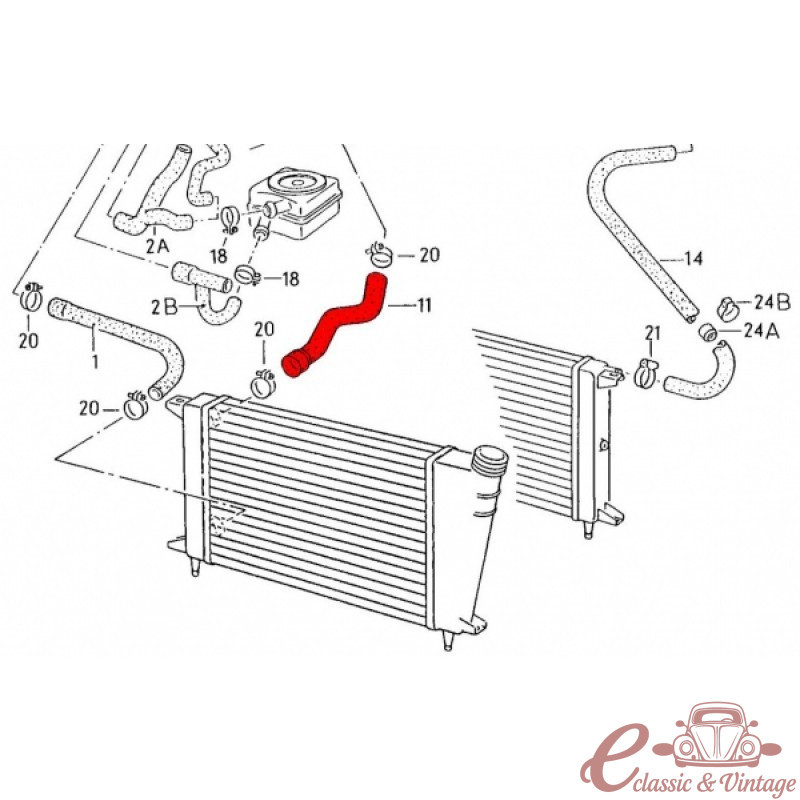Manguera de agua superior entre radiador y culata para Golf 1 1800cc Caddy y Cabriolet