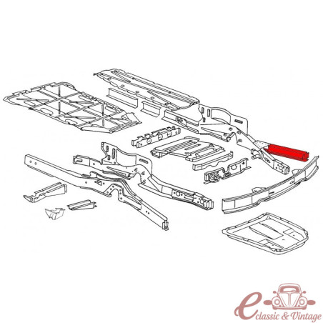 Viga esquerda sob as pranchas da cabine