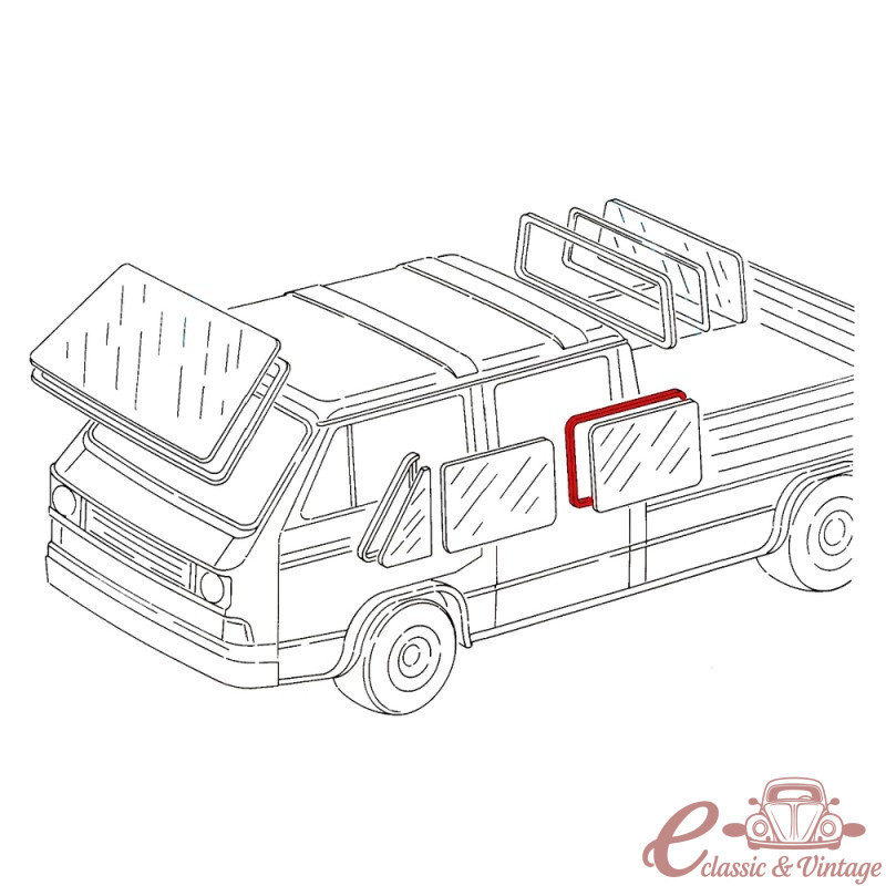 Vedação da janela traseira esquerda ou direita para pickup de cabine dupla T25