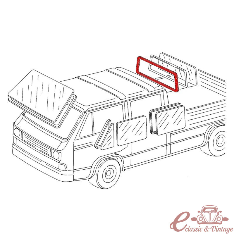 Vedação pré-formada da janela traseira para pick-up T25 80-
