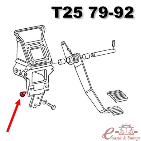 Batente de borracha para porta lateral 8 / 67-7 / 92, para suporte inferior T25 e barra de recolhimento T4