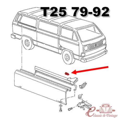 Tap de goma per a la porta lateral 8/67-7/92, per a suport inferior T25 i barra enrotllable T4