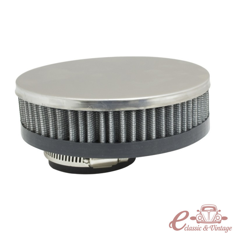Filtro de ar plano cromado para carburador 34 ICT / EPC em motores T4 e Tipo 3