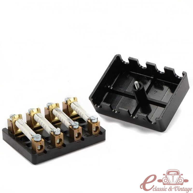 Caja de fusibles universal de 4 fusibles (tapa atornillada, suministrada con fusibles)