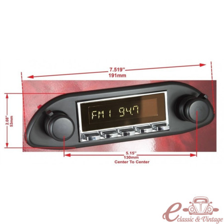 Panel frontal negro para radio de coche Retrosound en Porsche 356