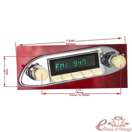 Panel frontal cromado para radio de coche Retrosound en Porsche 356