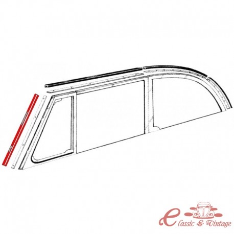 Conjunto de 2 borrachas verticais para janelas de pára-brisa 52-64 cabriolet