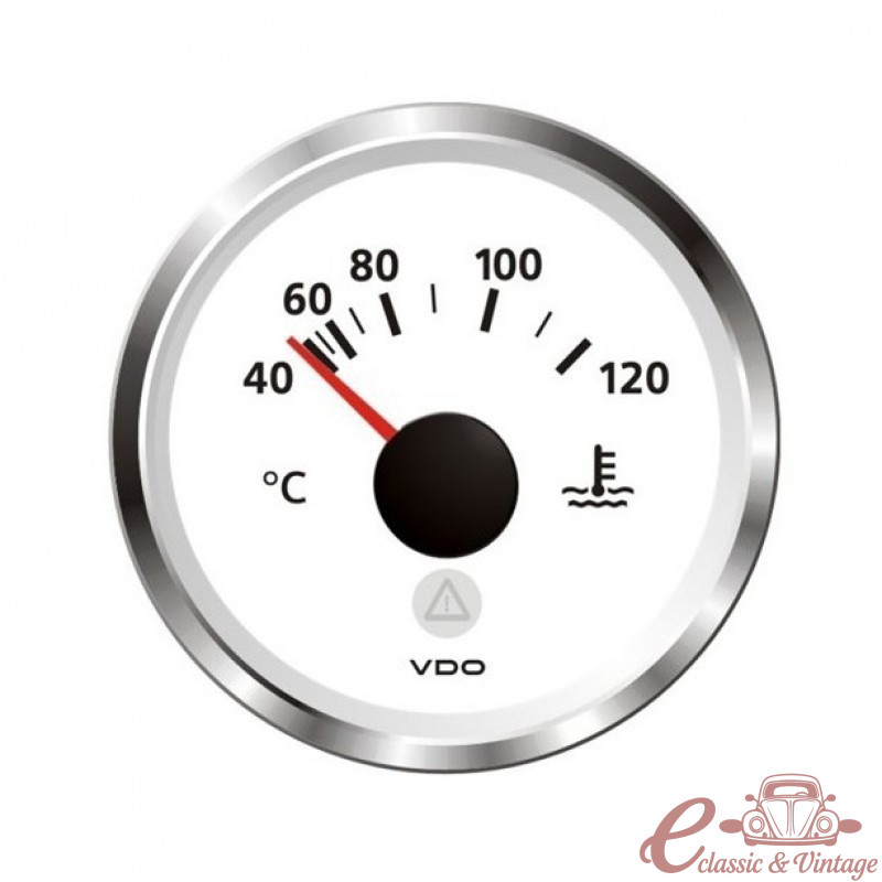 Dial de temperatura de l'aigua 40-120 ° C diàmetre 52mm fons blanc VDO