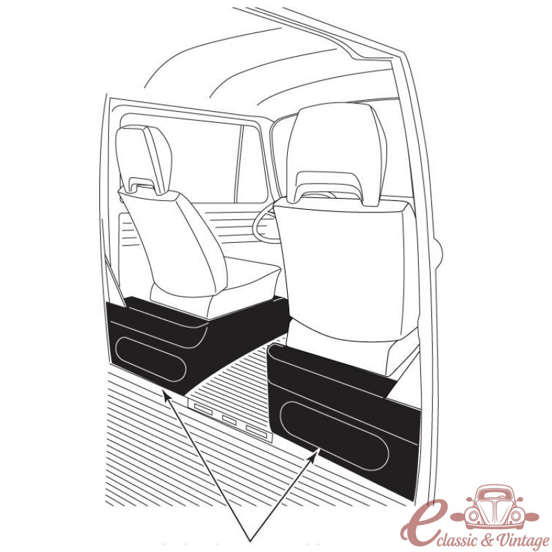 Conjunt de 2 estores de goma que cobreixen l'alçada dels seients davanters esquerre i dret 77-79