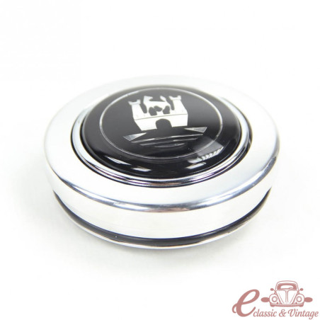 Pulsador de aluminio con logo Wolfsburg Silver para volante ref 07040