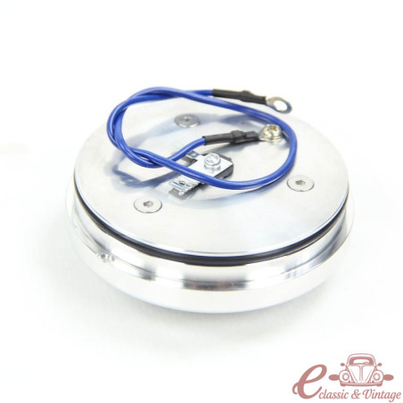 Pulsador de aluminio con logo Wolfsburg Silver para volante ref 07040