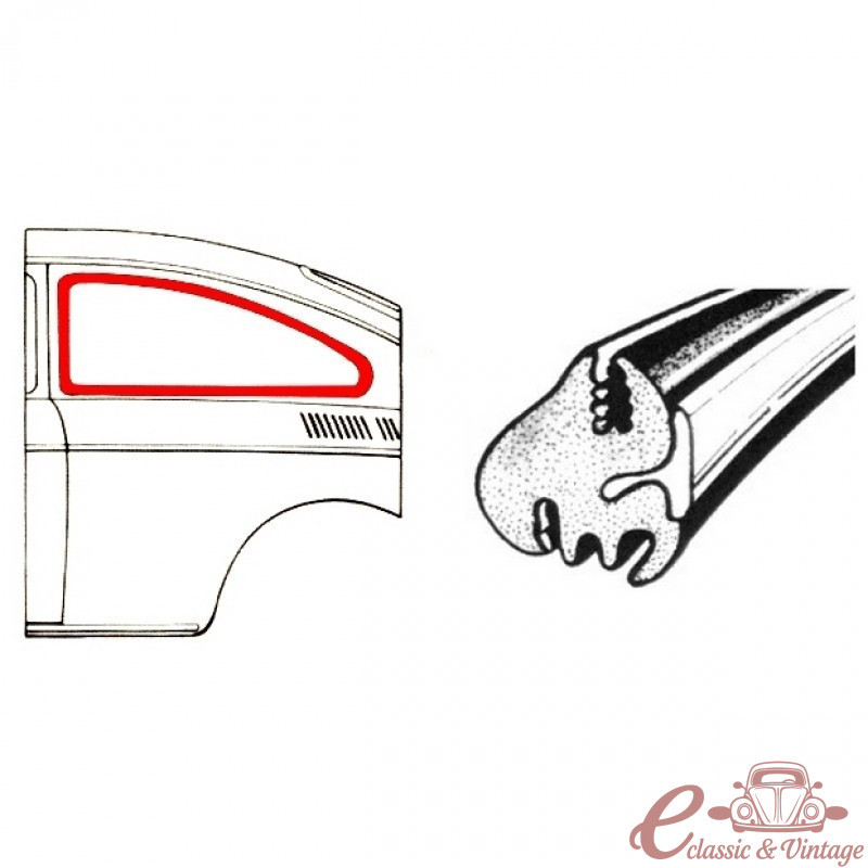 Vedação da janela do lado esquerdo ou direito (sem saliência) FASTBACK (fornecido para moldagem)