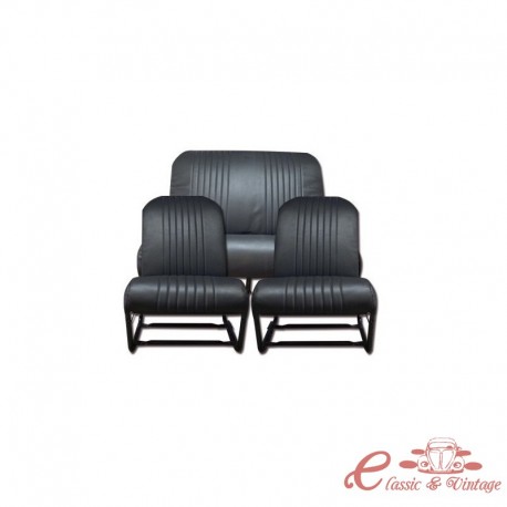 Fundas de asiento DYANE ACADIANE 2CV Skai Negro perforado con solapas