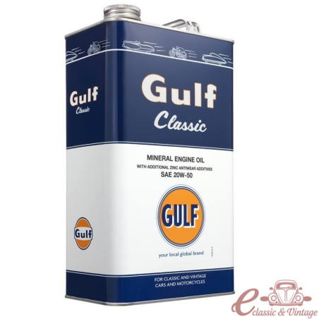 Oli mineral 20W50 GULF CLASSIC en llauna metàl·lica de 5L