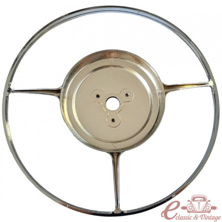 Buzina preta e cromada de 3 braços para Porsche 356 B/C