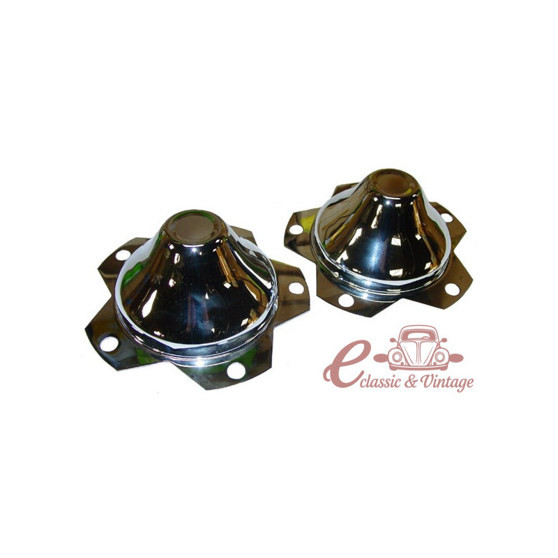 set de 2 caches moyeu chromés pour jantes 5 trous 5 x 205 idéal pour jantes triangular