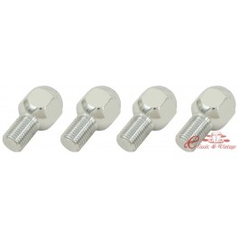 Jeu de 4 vis chromées bombées (14x1.5) longueur 19mm tête 22mm