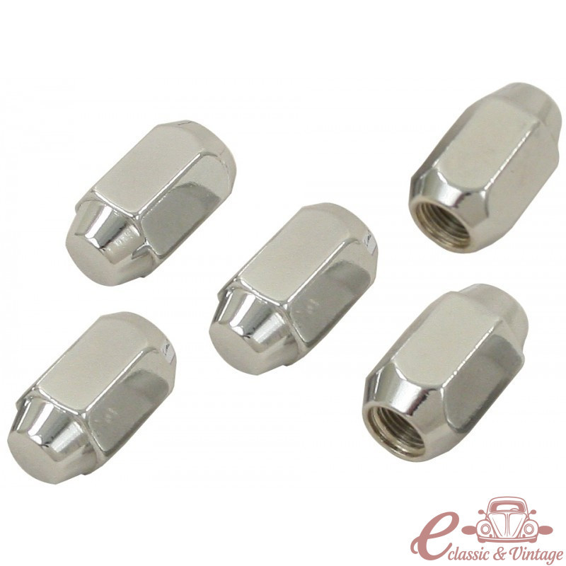 Conjunto de 5 porcas de roda cromadas com suportes cônicos M12x1,5