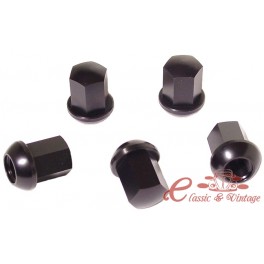 Set de 5 femelles d'alumini style PORSCHE bombades (14x1,5) negres