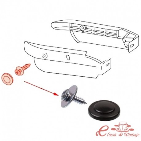 Tapa y tornillo de fijación para funda de estructura de asiento 8/72-