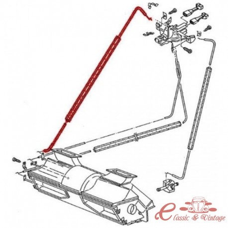 Cable calefactor para descongelador o tirador de trampilla de suelo 635mm T25 5/1979-7/1992