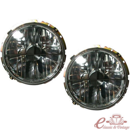 set de 2 phares H4 "look mirror avec croix" pour ampoule à culot H4