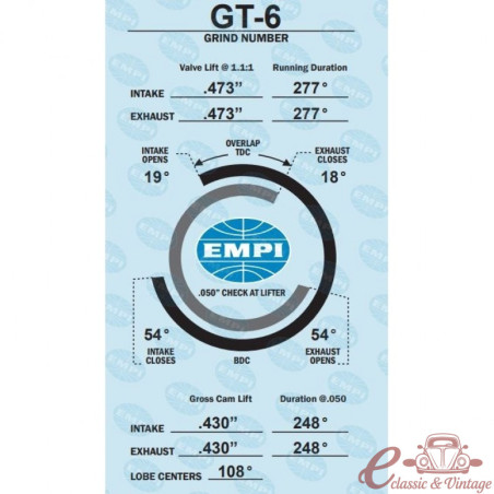 EMPI GT-6 Performance Camshaft (277°)
