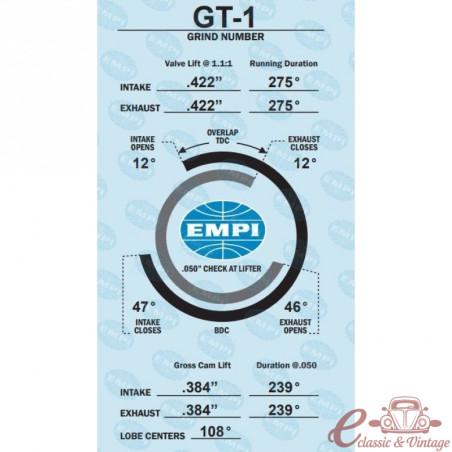 Árvore de cames EMPI GT-1 Performance (275°)