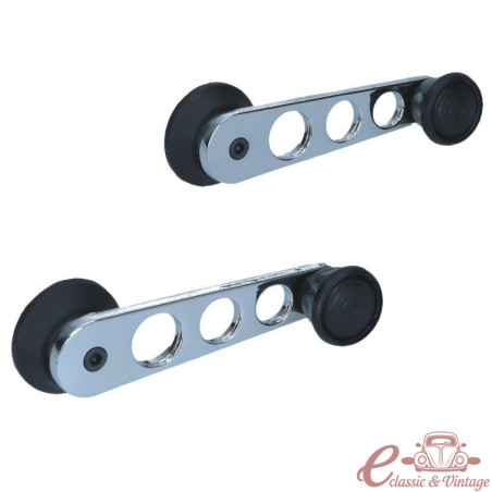 Set of 2 chrome window cranks with black button