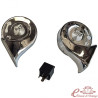 Conjunto de 2 cornetas cromadas de 12 volts "STYLE MIXO" (tons graves e agudos)