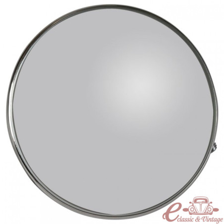 Round "Lucas style" rearview mirror, 10cm diameter, polished stainless steel (wing or door mounting), right side