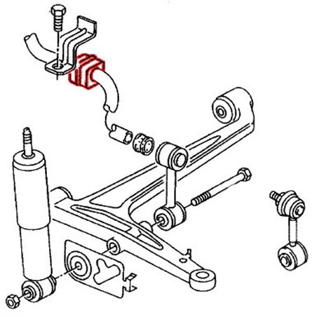 Bloco silencioso para barra estabilizadora, diâmetro de 22,6 mm, T4, 9/1990-12/1995