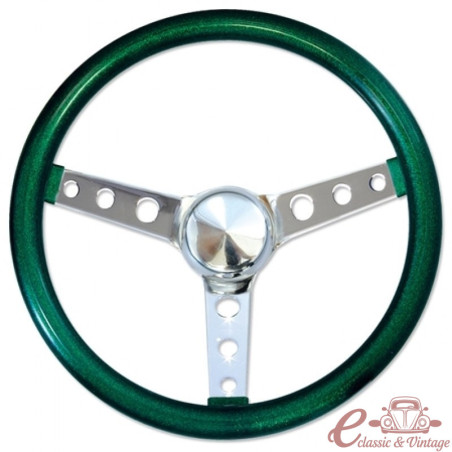 Volante MOON METAL FLAKE verde 3 braços duplos diam 13,5 ''