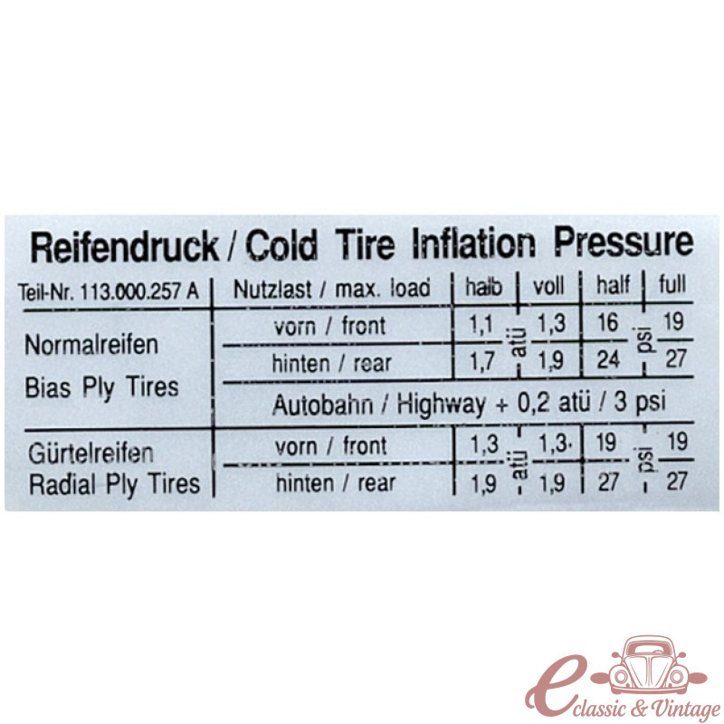 autocollant de pression de pneu