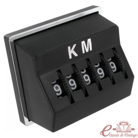 Comptaquilòmetres manual negre "KM" amb entorn cromat i base magnètica