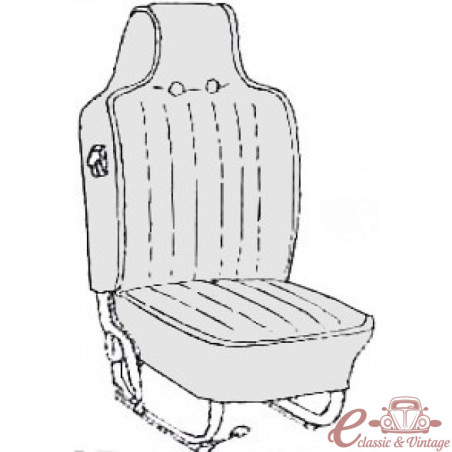 Kit de capa de poltrona preta 70-72 com apoio de cabeça embutido