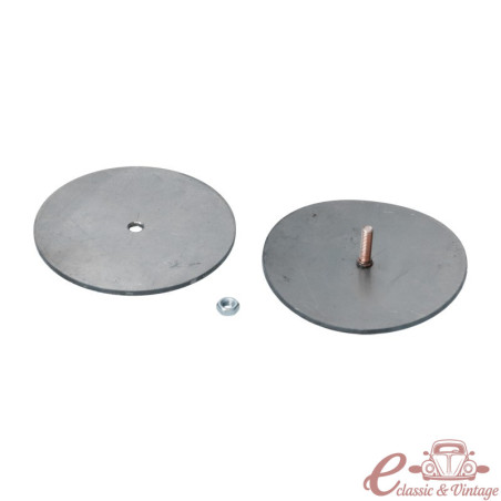 Interior and exterior hole cover for the rear torsion bar pass-through on a VOLKSWAGEN Karmann Ghia
