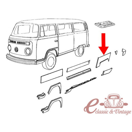 Wheel arch, rear, 330 mm, right, 71-79 Bus