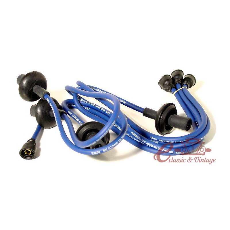Fios de vela de ignição de silicone azul
