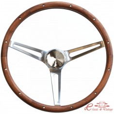 GRANT "Classic Nostalgia" volante, 3 braços de aço inoxidável e contorno de madeira diam 15 "