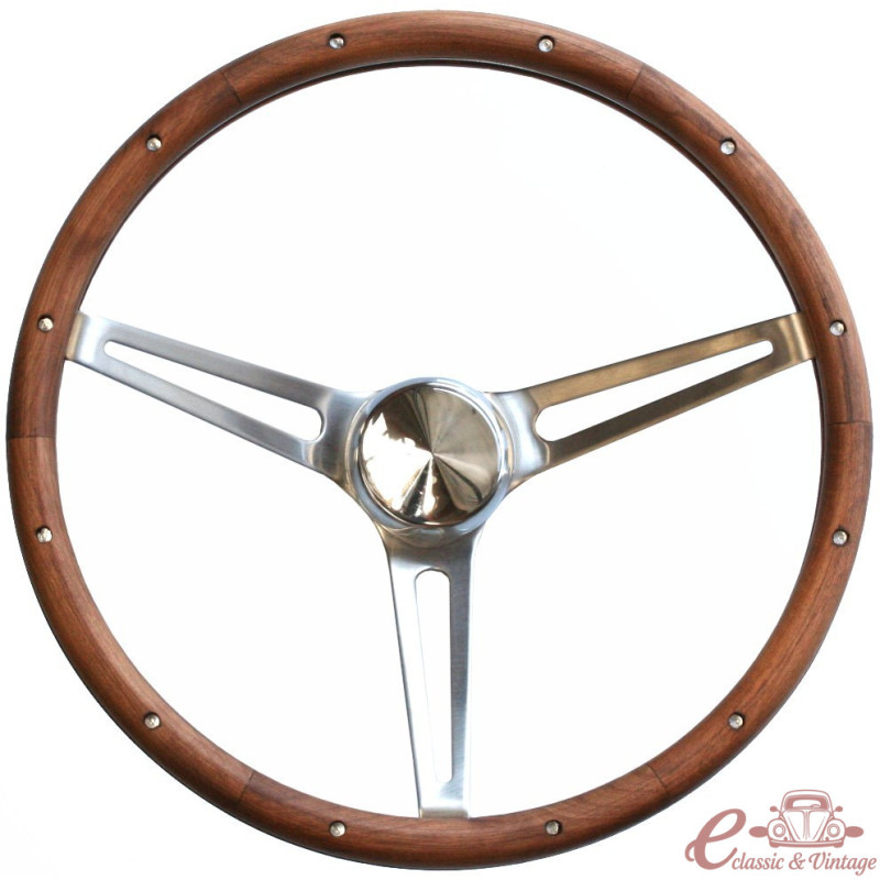 volant GRANT "Classic Nostalgia" 3 branches inox et tour bois diamètre 15"
