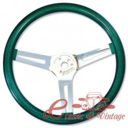 Volante MOON METAL FLAKE verde 3 braços duplos diam 13,5 ''