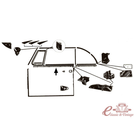 Cuspidor externo completo com moldura cabriolet frontal esquerda. 65-79